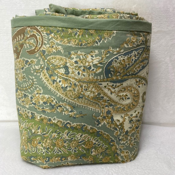 Pottery Barn Green F/Q Sienna Paisley Floral Duvet Cover 91x87